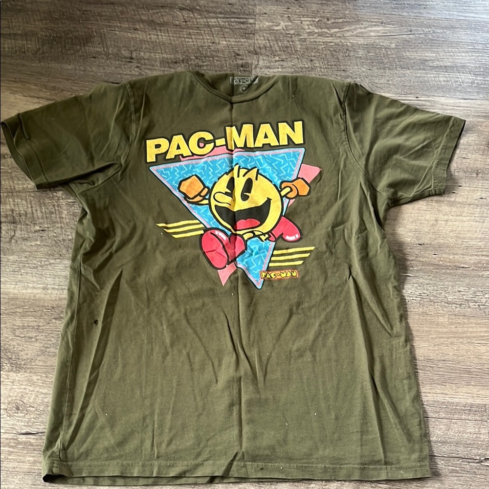 Pac-Man Graphic Olive Green T-Shirt